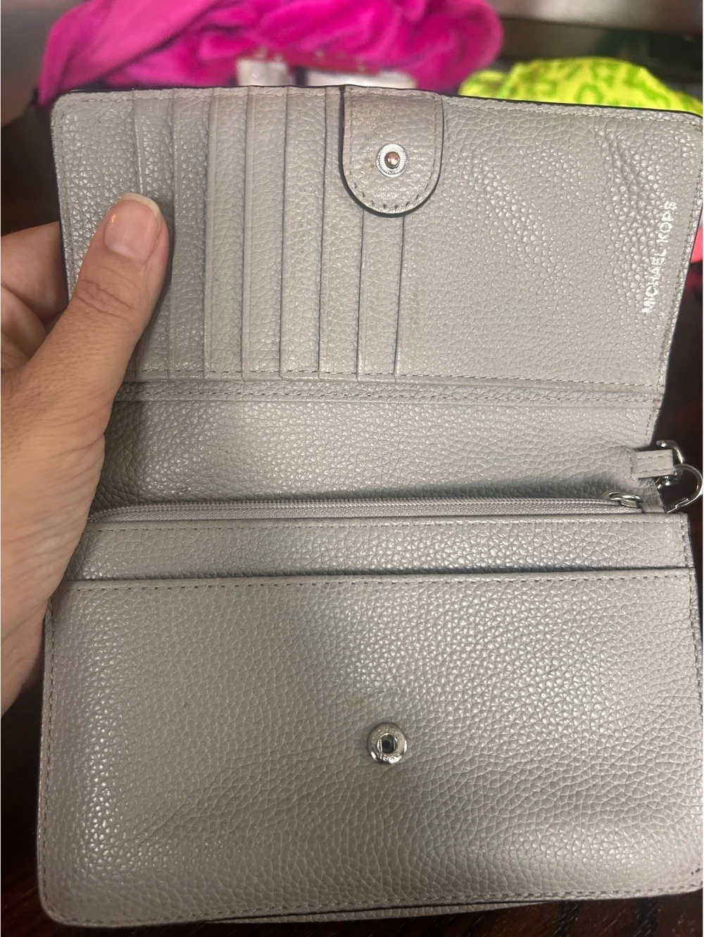 Michael Kors Pebbled Leather Crossbody Wallet Bag in Silver
